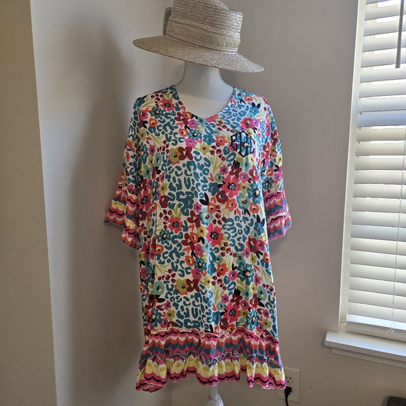 MarleyLilly Sz S/M Colorful Floral Resortwear, Swim Cover-up.  NWT - Picture 2 of 13